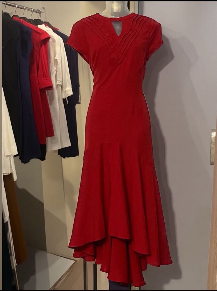 Pintrest Branded Elegant Red Midi Dress