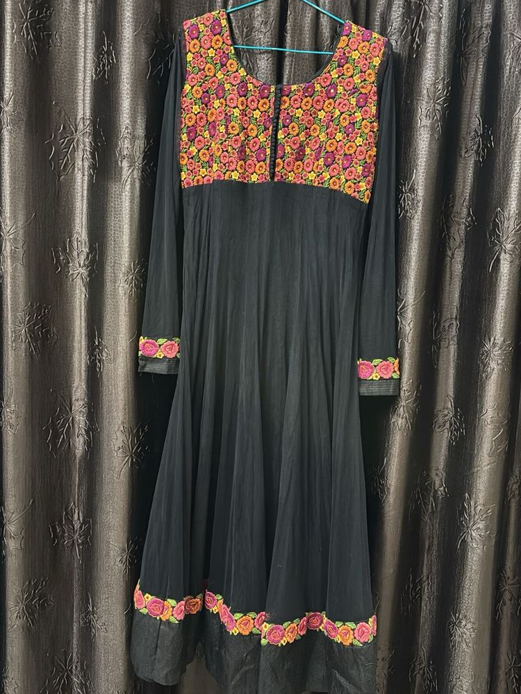 Elegant Black Floral Anarkali Kurta