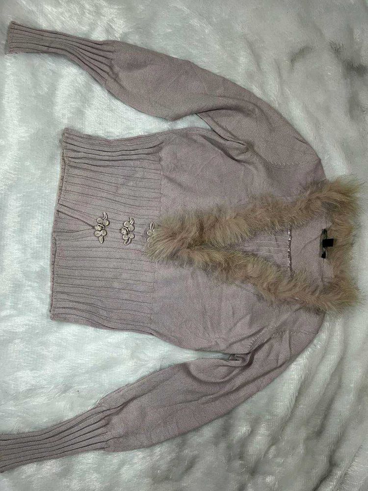Vintage Fur Trim Cardigan