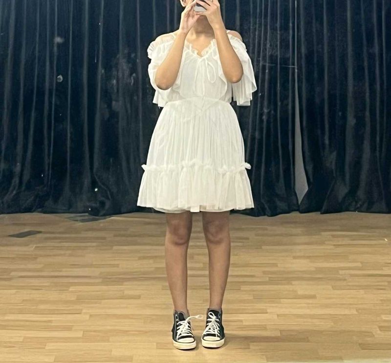 White Off-Shoulder Mini Dress.