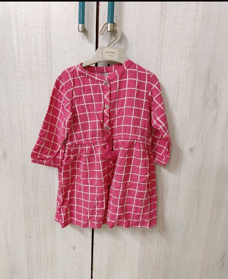 Girls Pink Checkered Top