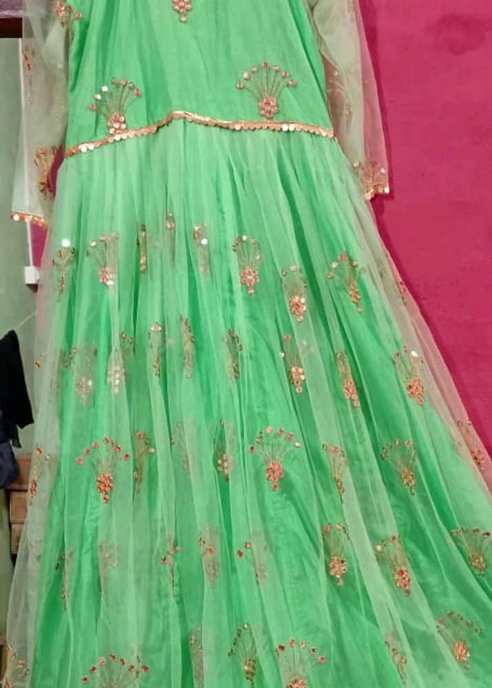 Green Embroidered Anarkali Dress