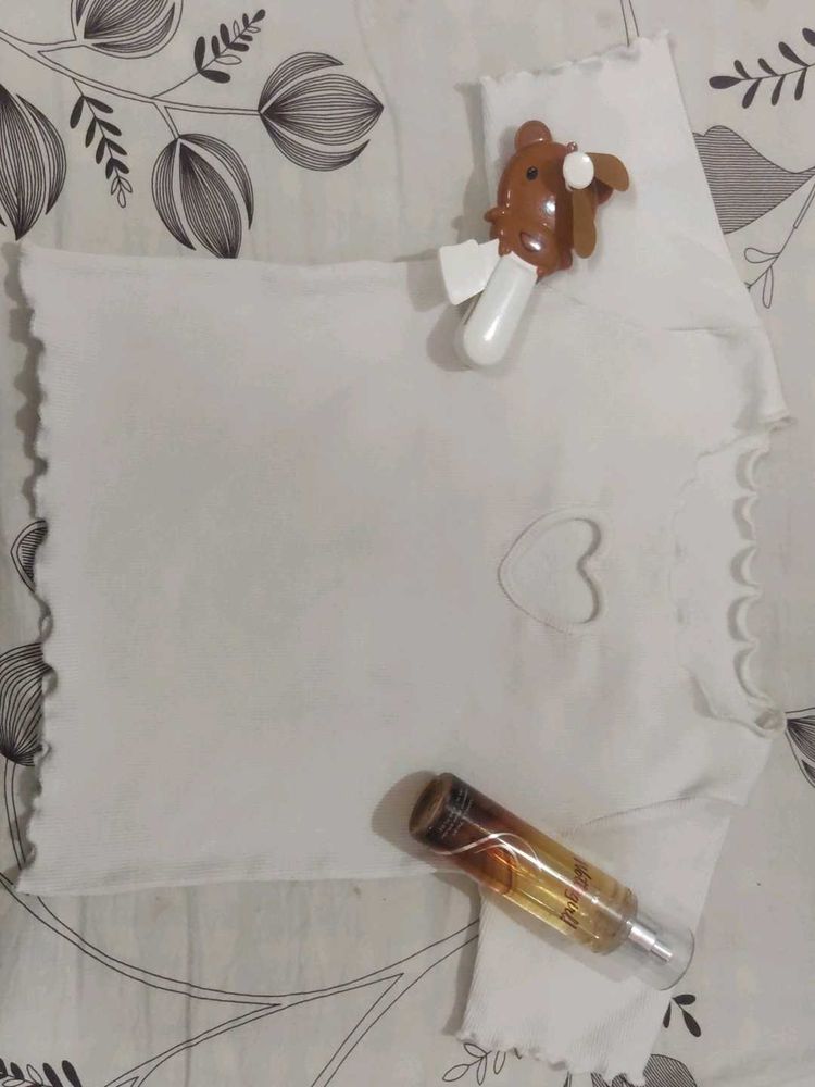 Cute White Heart Cutout Top