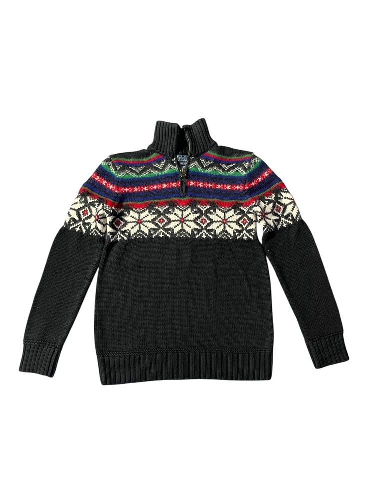 Patterned Half-Zip Sweater