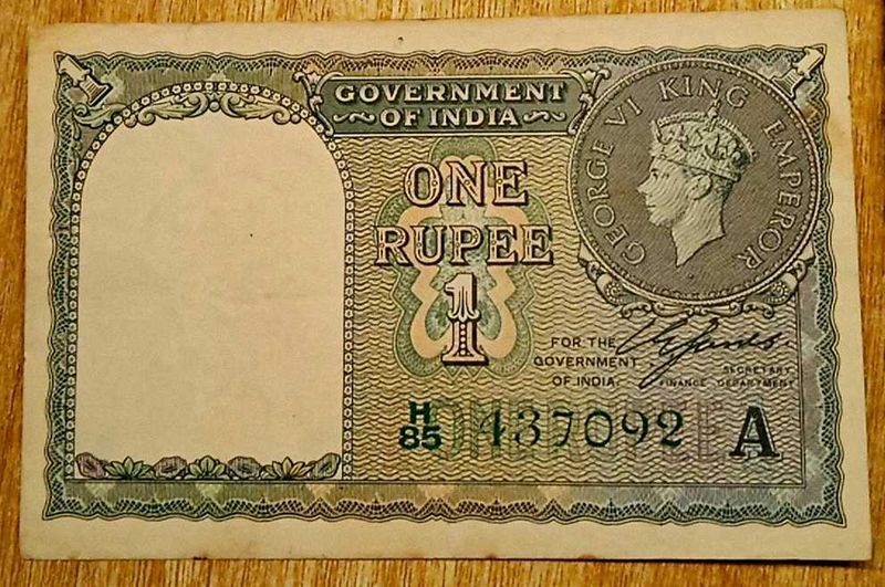 1944 One Rupee First Issue Signed By CE Jones
