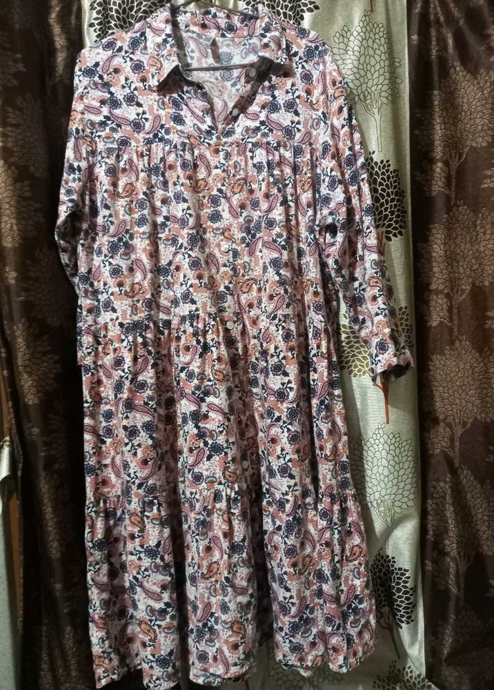 Floral Print Tiered Midi Dress