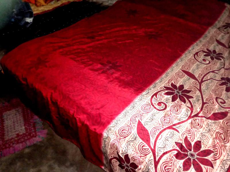 Elegant Red satin silk saree