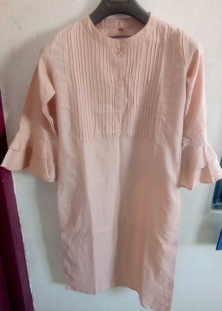 Peach Tunic with Ruffle Sleeves