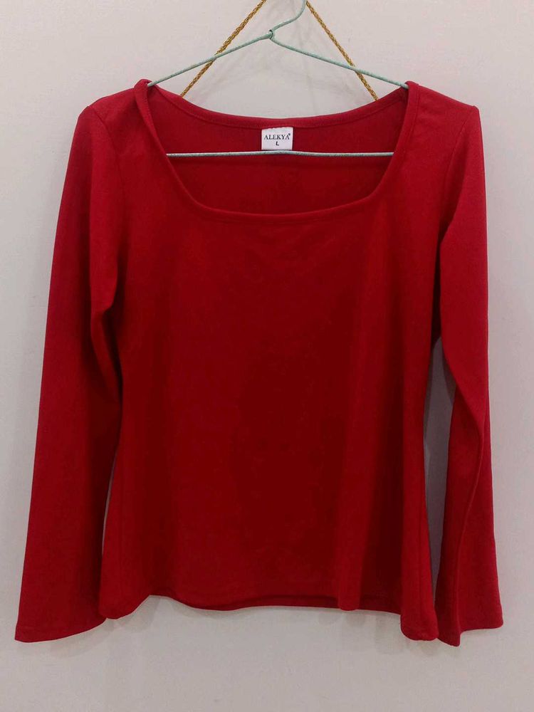 Red Long Sleeve Top