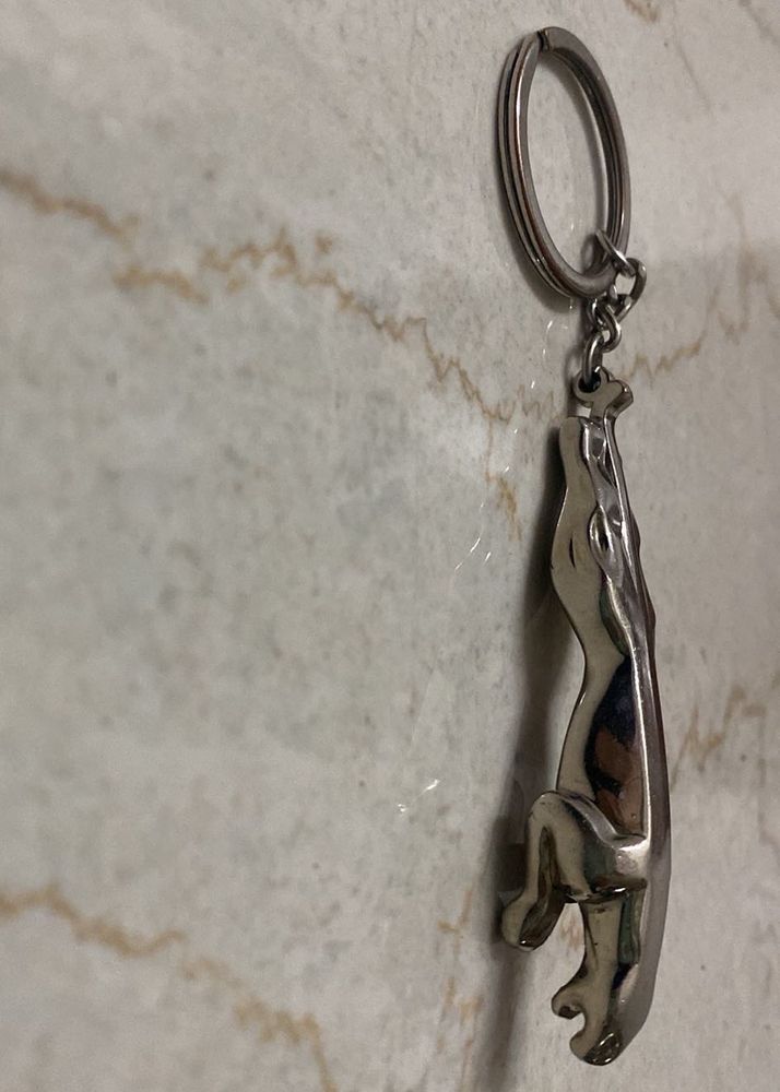 Metal Jaguar Logo And Teddy Keychain Combo
