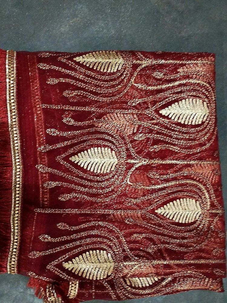 Maroon Embroidered Dupatta