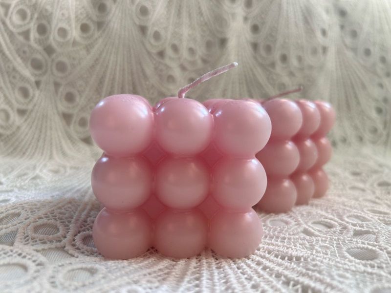 Rose Scented Pink Bubble Candle