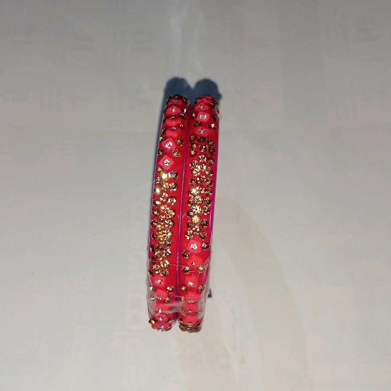Red &amp; Gold Embellished Bangles