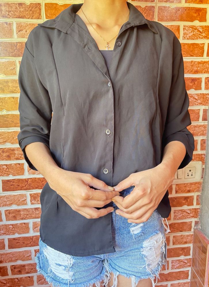 Savana Chic Black Button-Down Shirt