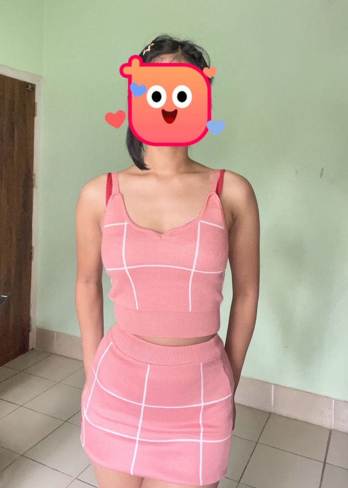 Pink Plaid Two-Piece Set