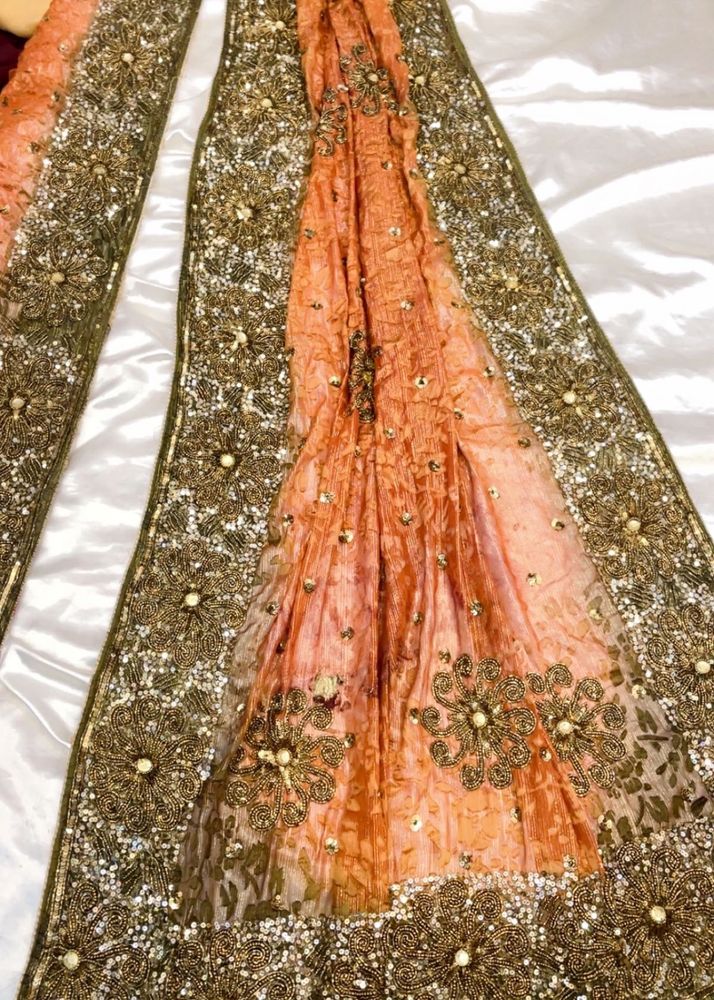 zari worked al over embroidered saree