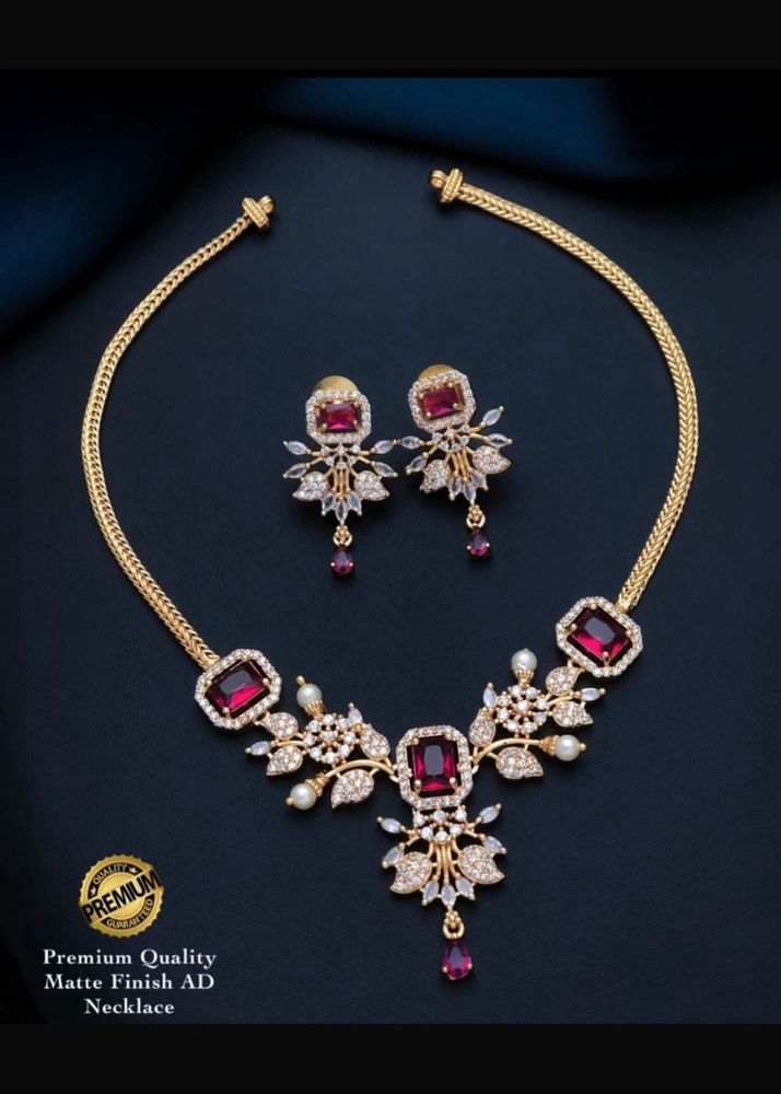 Red Stone Necklace Earring Set