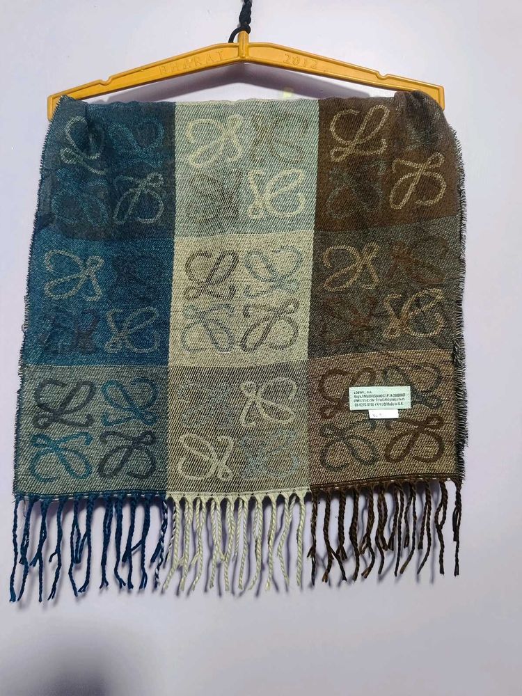 Loewe Wool And Cashmere Anagram Scarf in Brown
