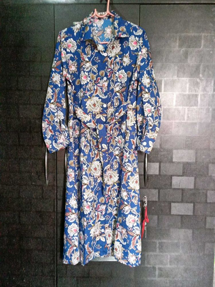 Floral belted midi dress