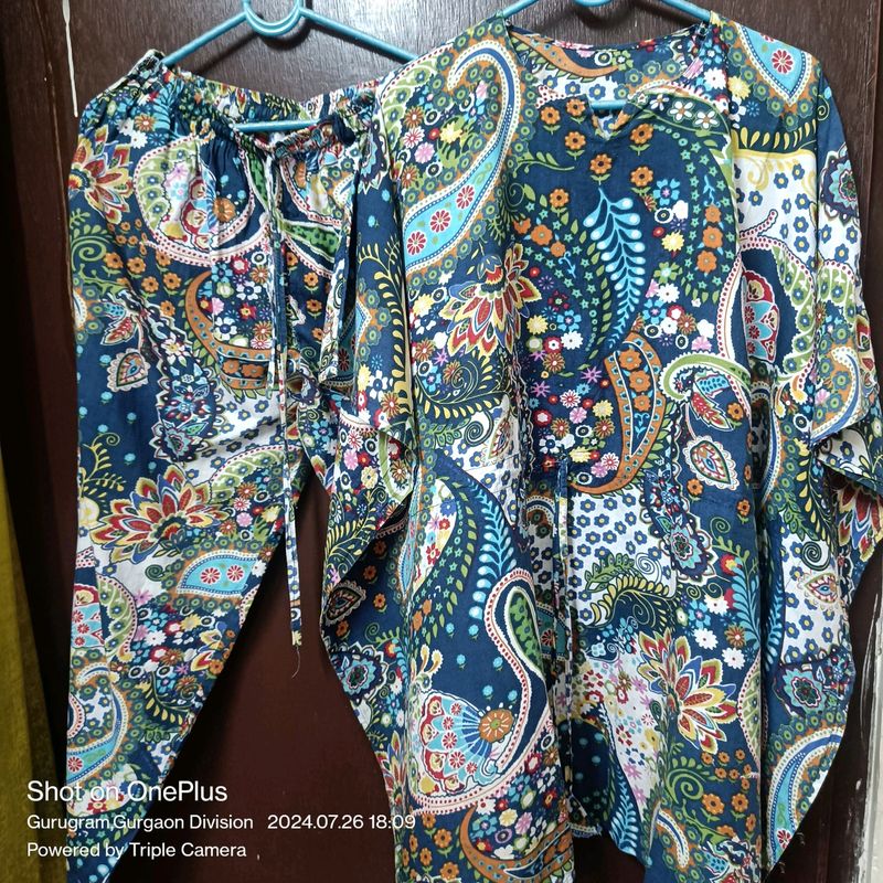 Pure Cotton Multicolored Kaftan Co-ord