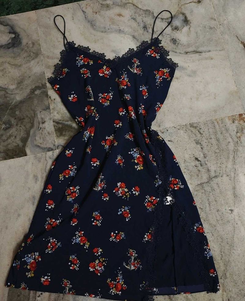 Lace Cami Dress With Side Slit