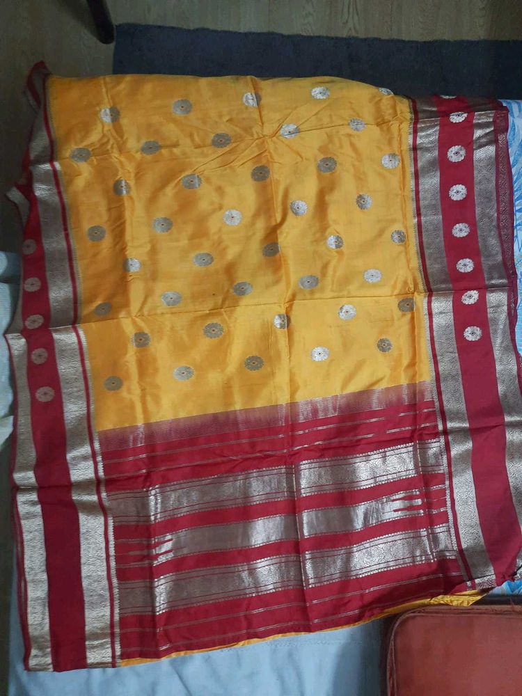 Beautiful Yellow &amp; Red Saree