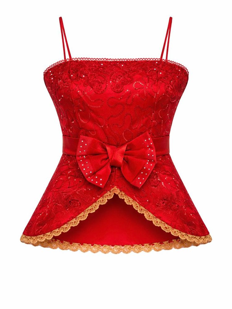 Red Lace Peplum Valentine Party Top