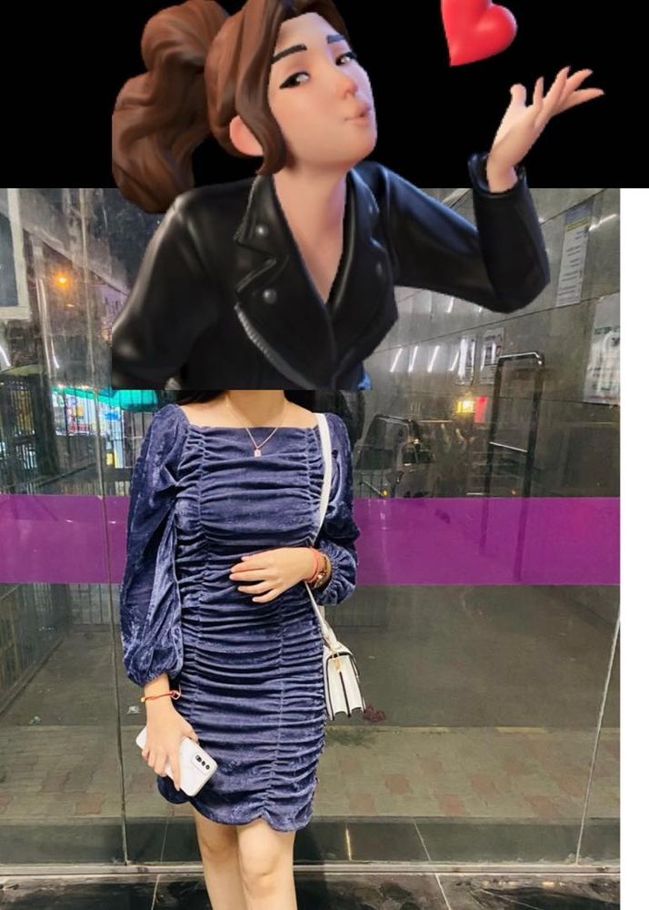 greyish blue Velvet Bodycon Dress