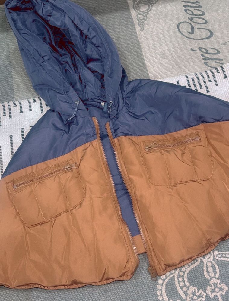 Blue &amp; Brown cape style hodded jacket