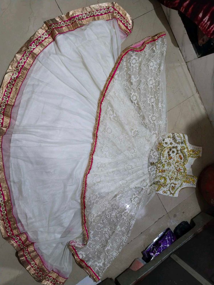 embroidery C cut design long gown with lehenga