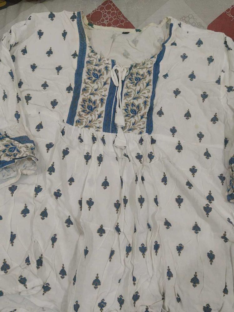 White Printed Kurta