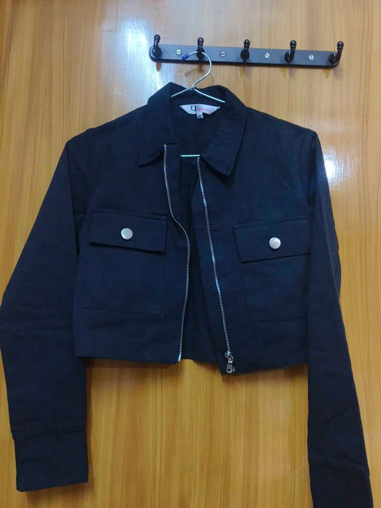 Denim Black Crop Jacket