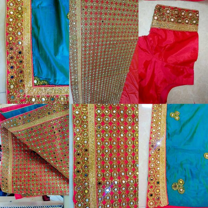 Gorgeous Mirror Work Saree with Blouse