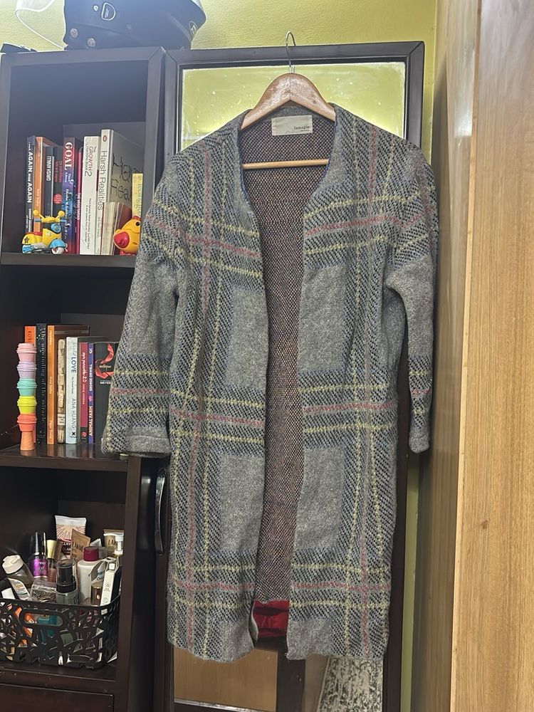 Stylish Plaid Long Cardigan