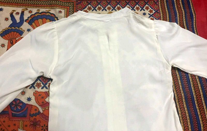 Elegant White Formal Shirt-Style Top
