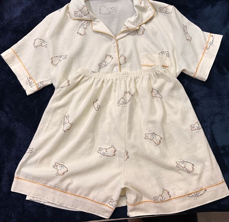 Cute Bunny Print Pajama Set