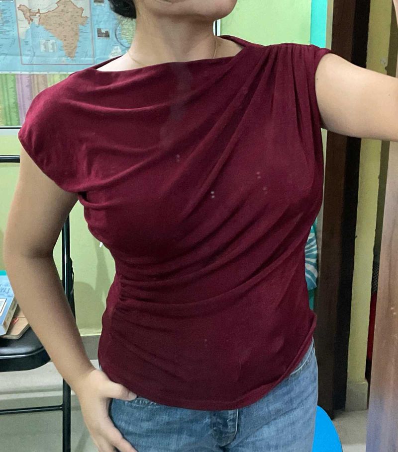 Maroon Draped Top