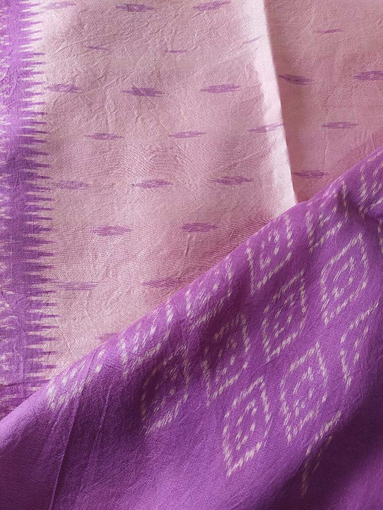 Handloom Silk Ikat Saree In Magenta On Pink
