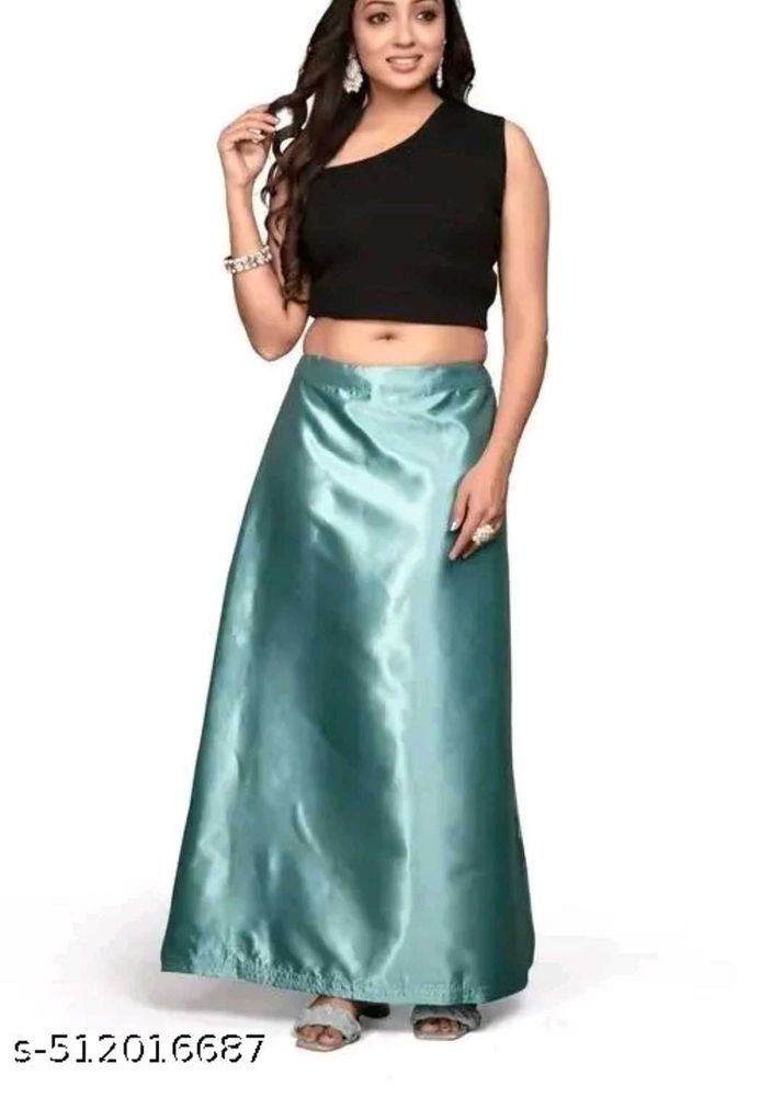 Satin Lehenga Skirt - Teal Blue