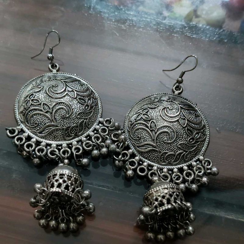 Oxidized Jhumka Earrings