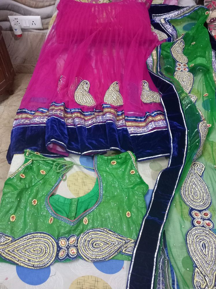 lengha saree with attached palla with blouse