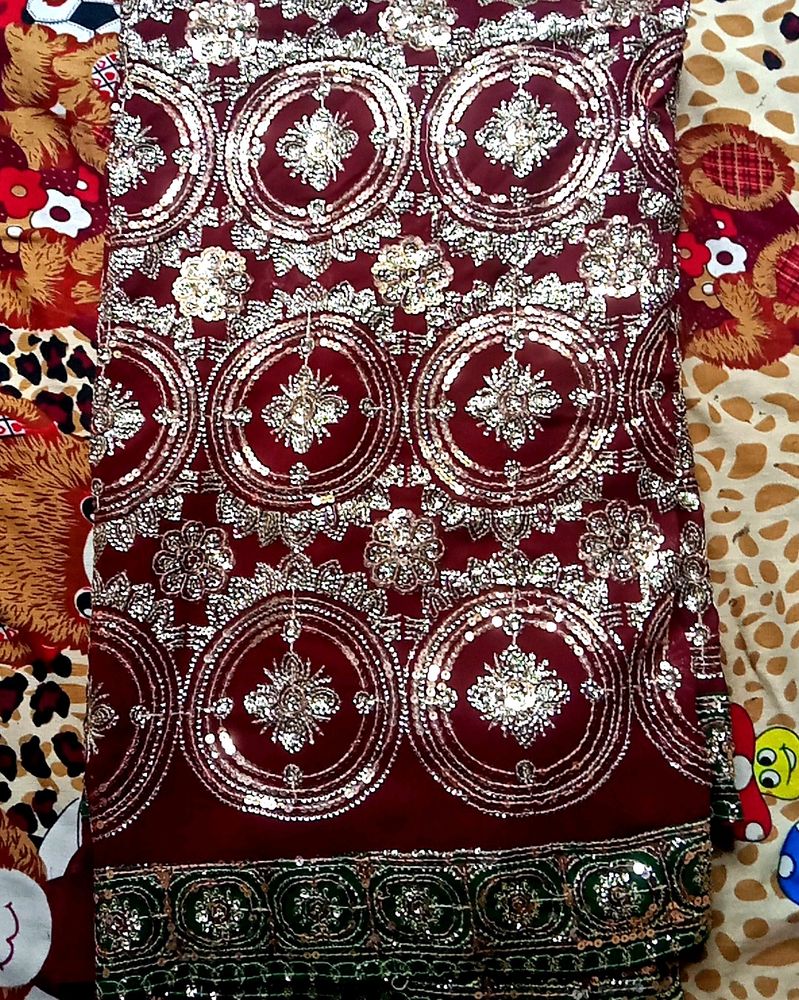 Heavy Work Brown Saree😍😍