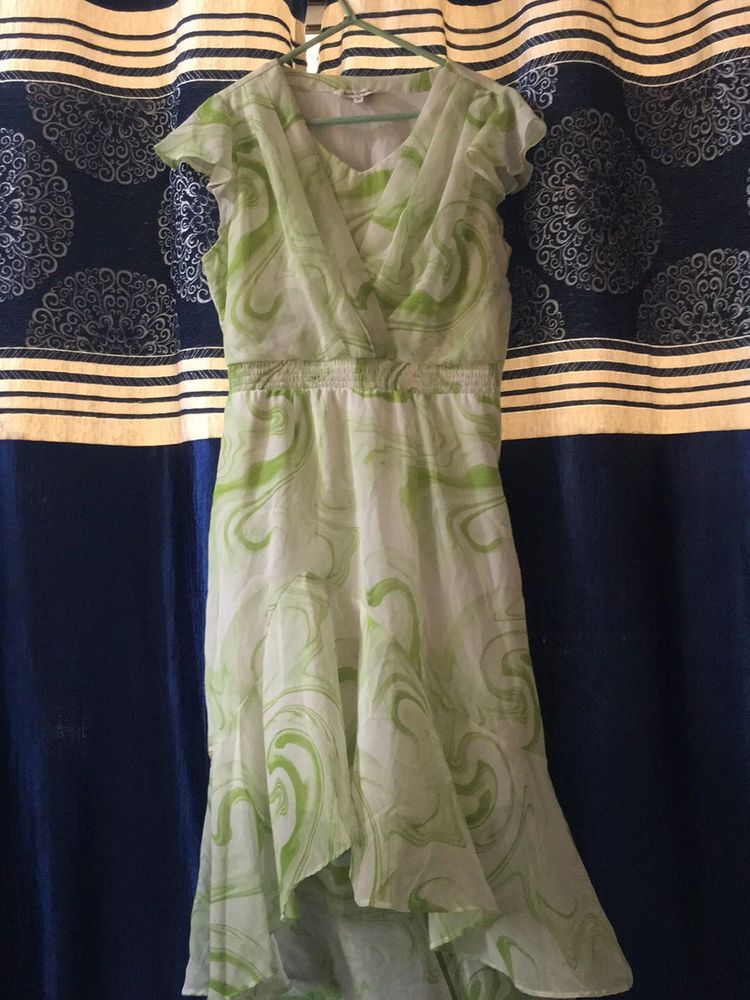 Green Swirl Asymmetrical Dress
