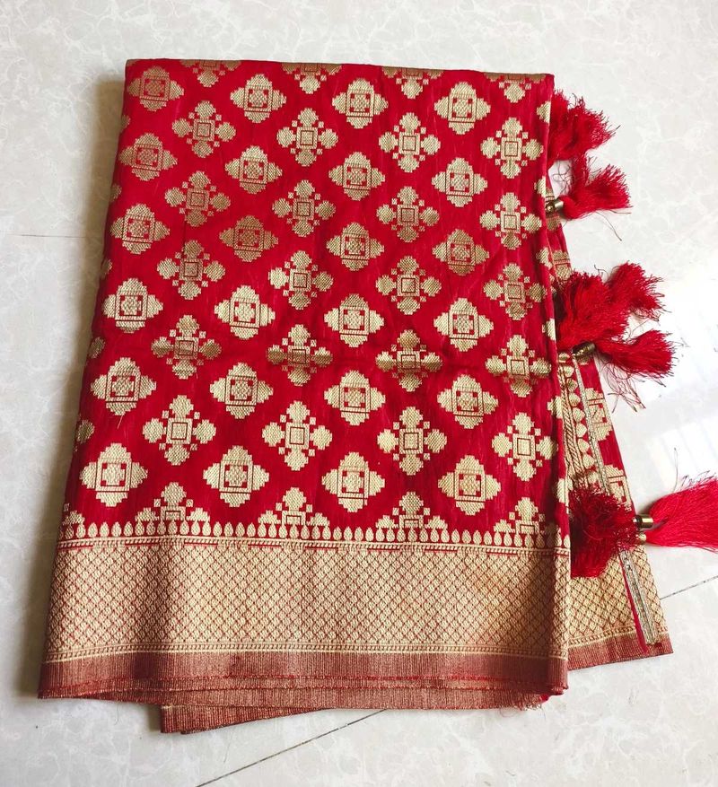 Red Banarasi Silk Dupatta