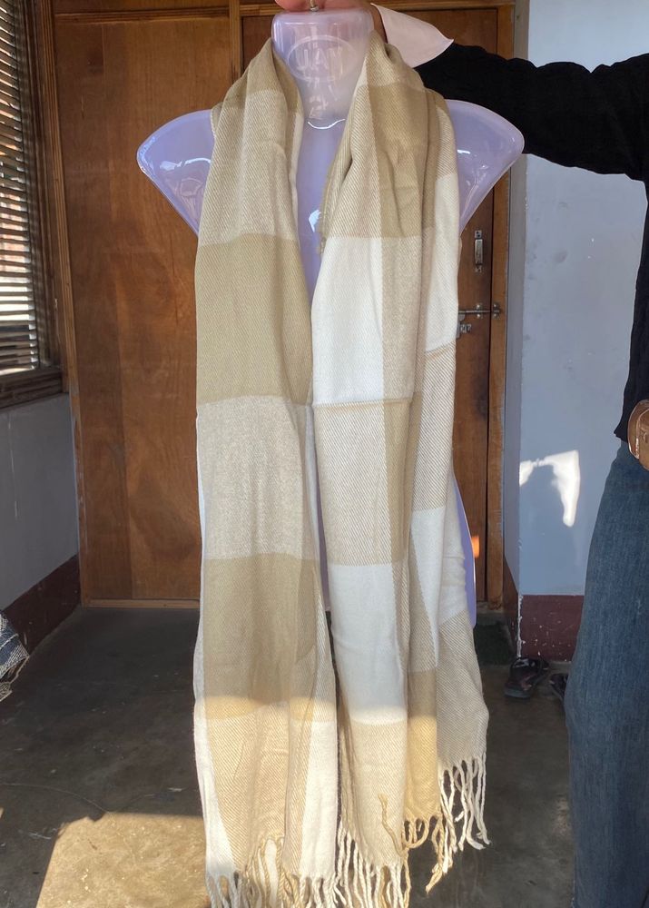 Beige Plaid Scarf