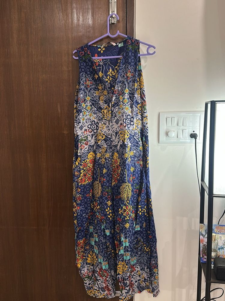 Navy Blue With Patterned Pocket Jumpsuit