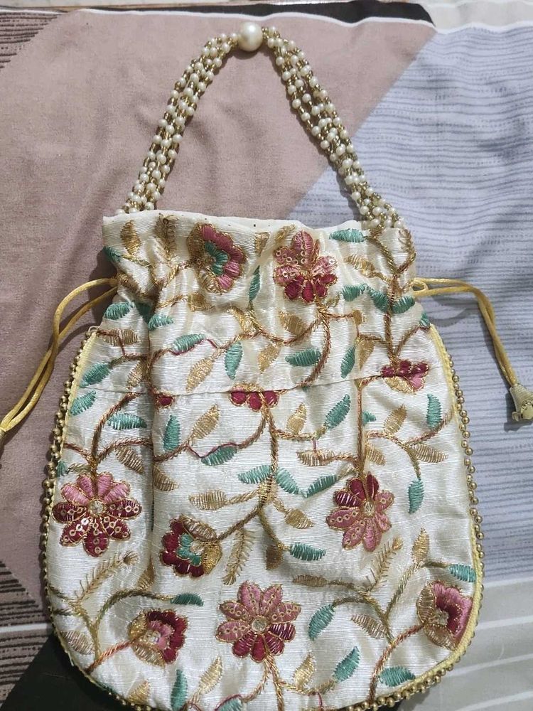 Floral Embroidered Potli Bag