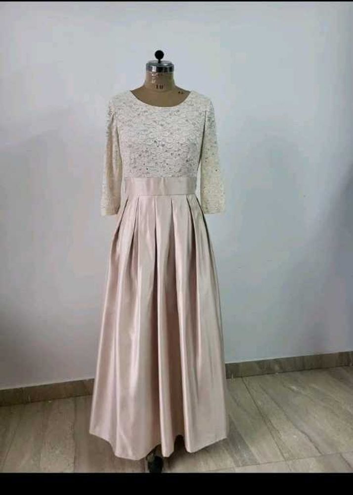 Elegant Lace &amp; Satin Maxi Dress