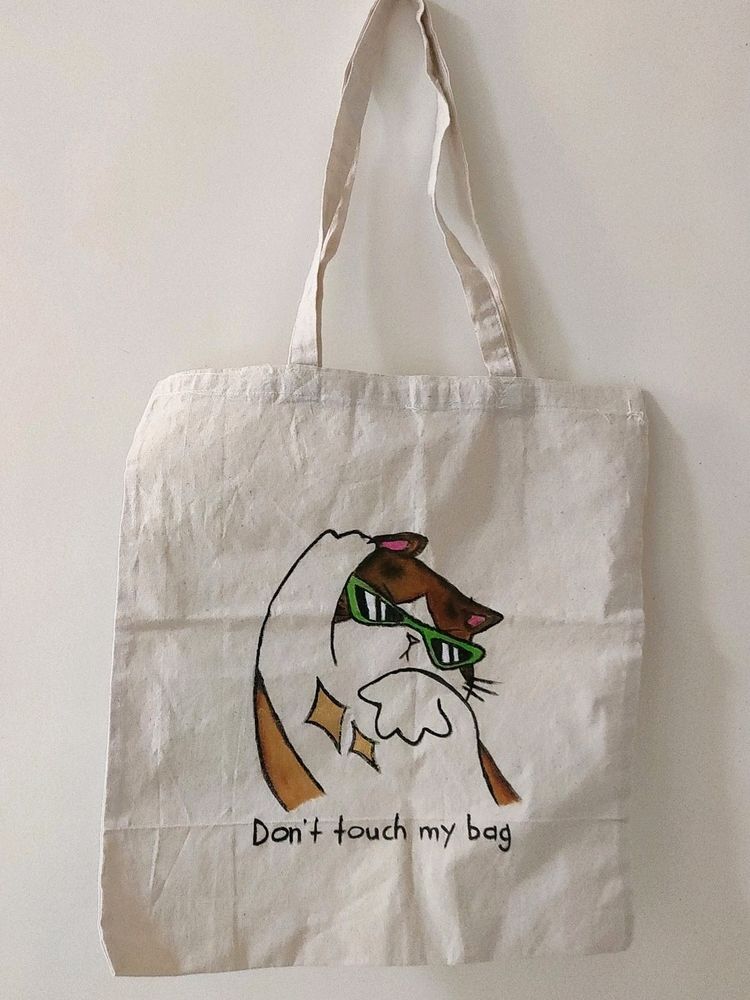 Hand Painted Cat Tote Bag