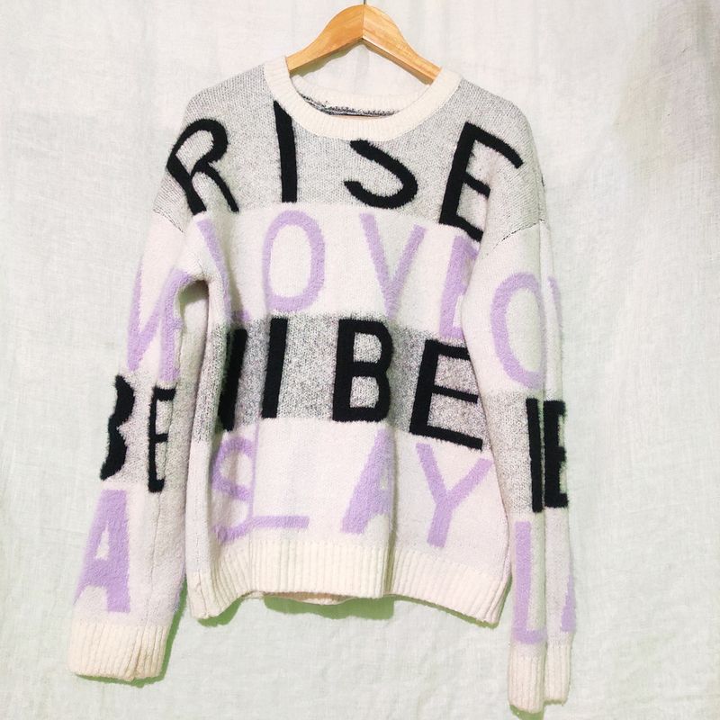 MAX Typographic Wool Round Neck Sweater
